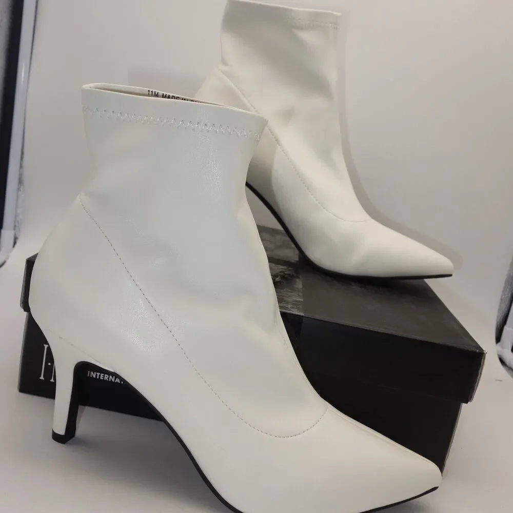 NEW INC International Concepts Women' s 11 White Bray Pointed Toe Ankle Booties